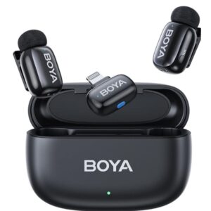 BOYA Mini-15 Microfone sem fio para iPhone com interface de iluminação certificada MFi